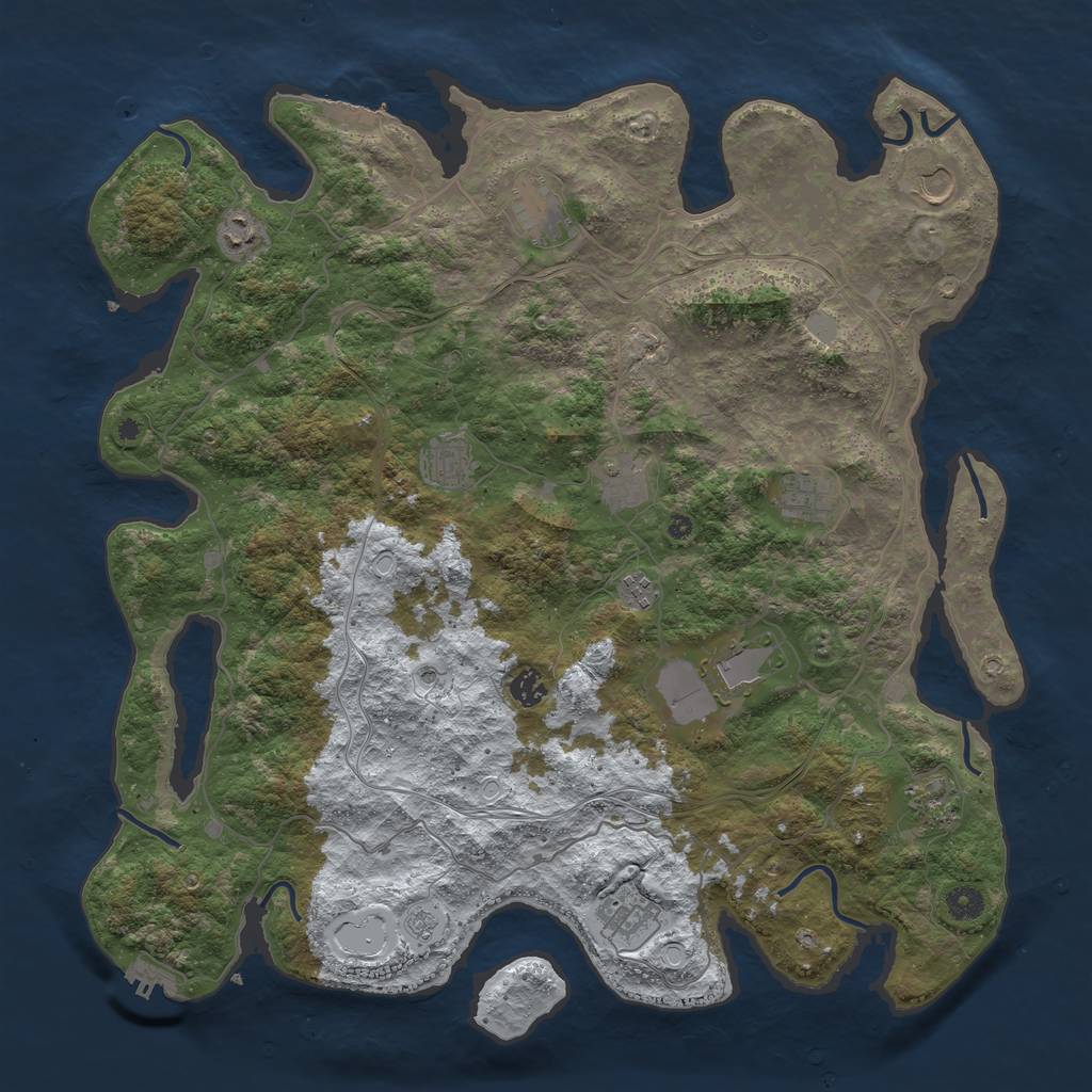 Rust Map: Procedural Map, Size: 4500, Seed: 1134434143, 20 Monuments