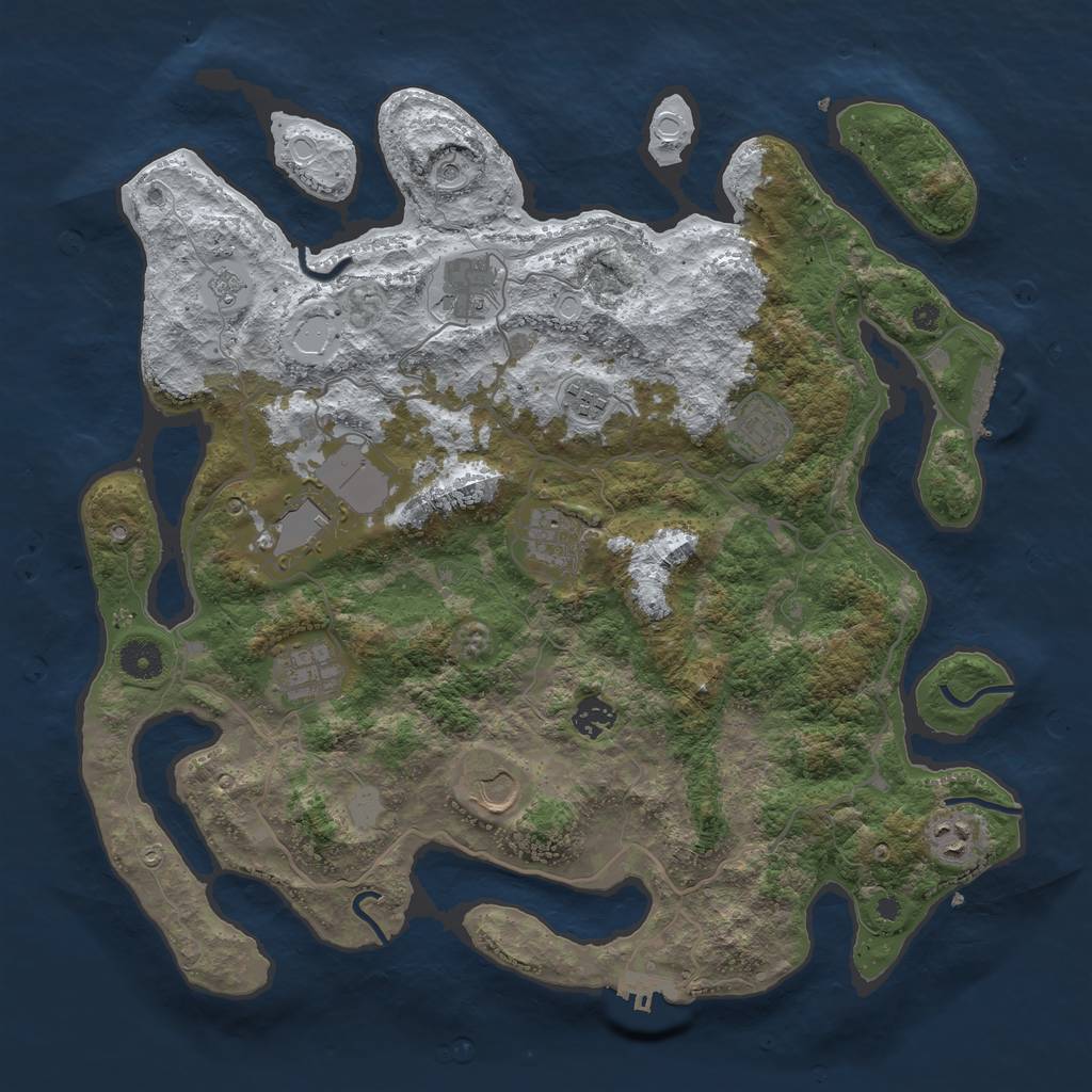 Rust Map: Procedural Map, Size: 4000, Seed: 2658243, 18 Monuments