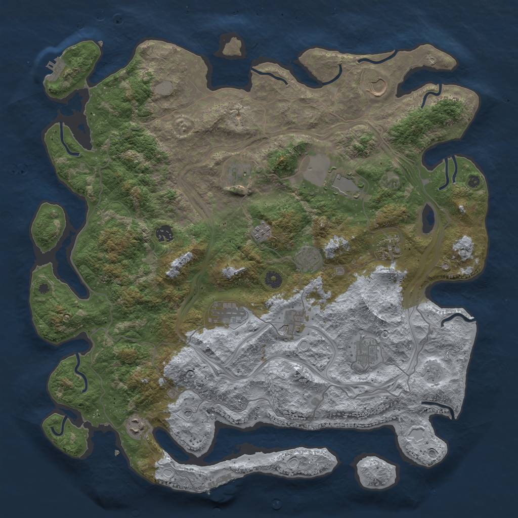 Rust Map: Procedural Map, Size: 4500, Seed: 491162604, 20 Monuments