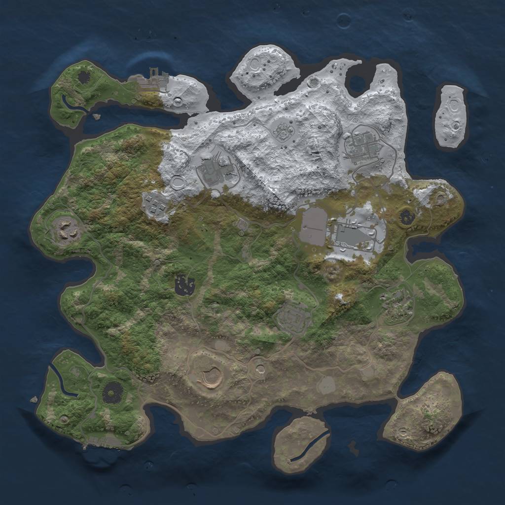 Rust Map: Procedural Map, Size: 3500, Seed: 543794358, 18 Monuments