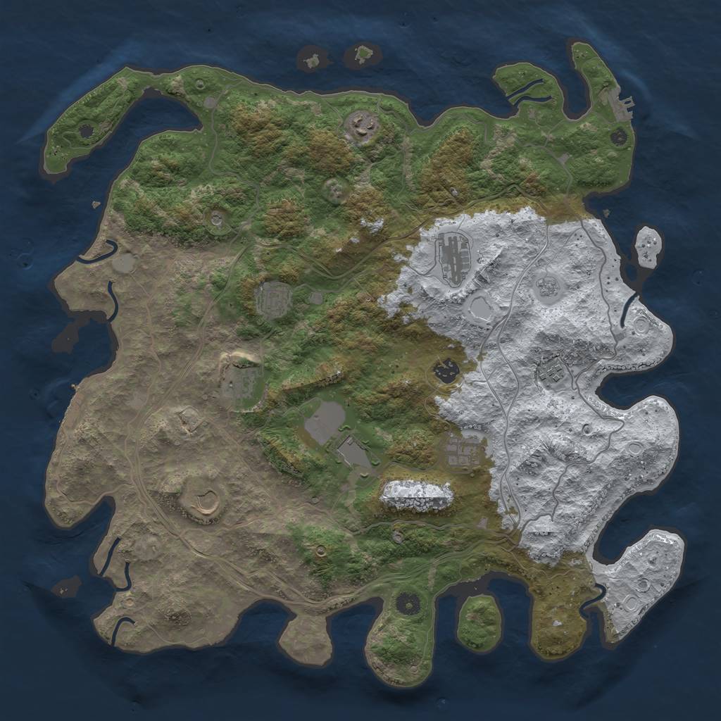 Rust Map: Procedural Map, Size: 4500, Seed: 1388742307, 18 Monuments
