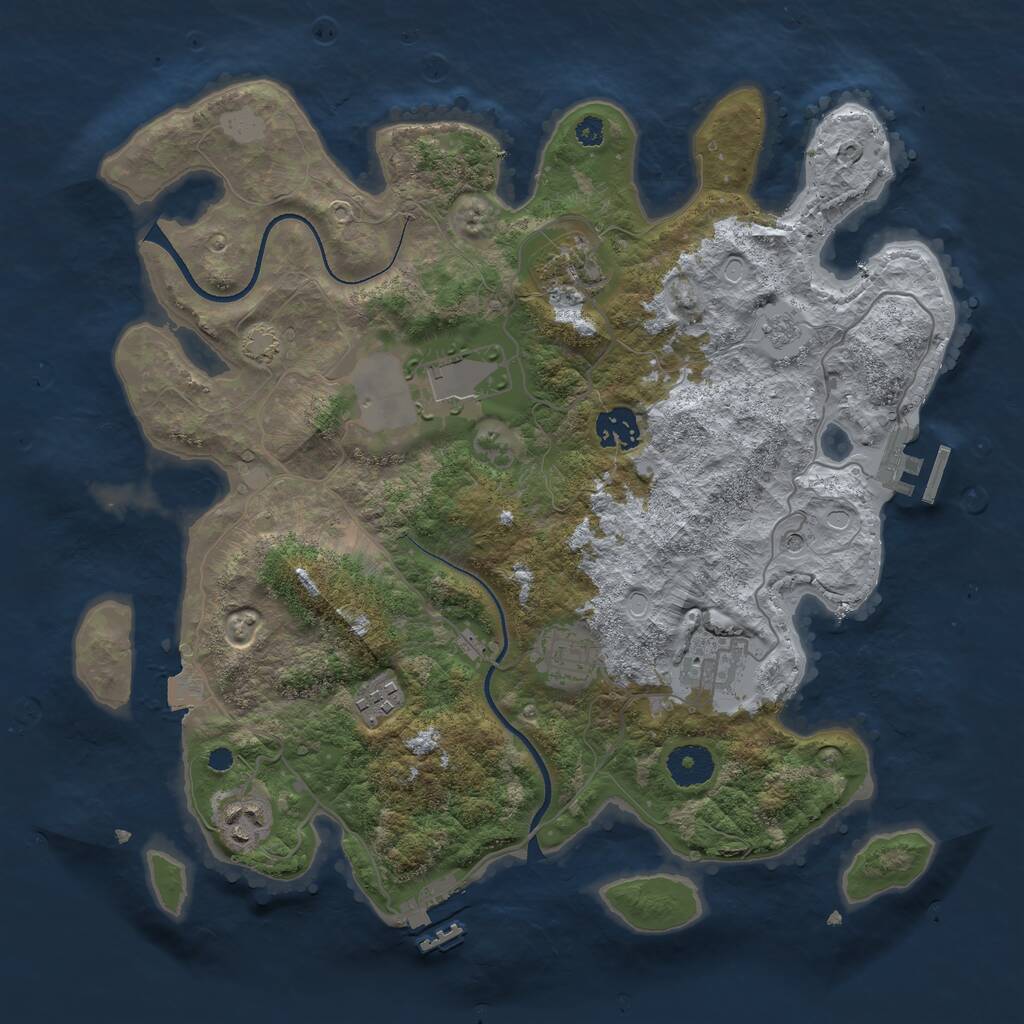 Rust Map: Procedural Map, Size: 3500, Seed: 37555, 13 Monuments