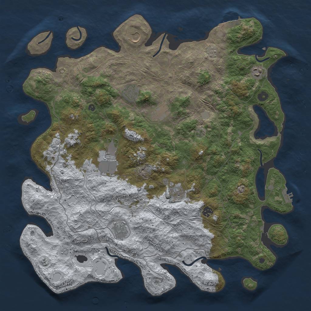 Rust Map: Procedural Map, Size: 4600, Seed: 409806138, 18 Monuments