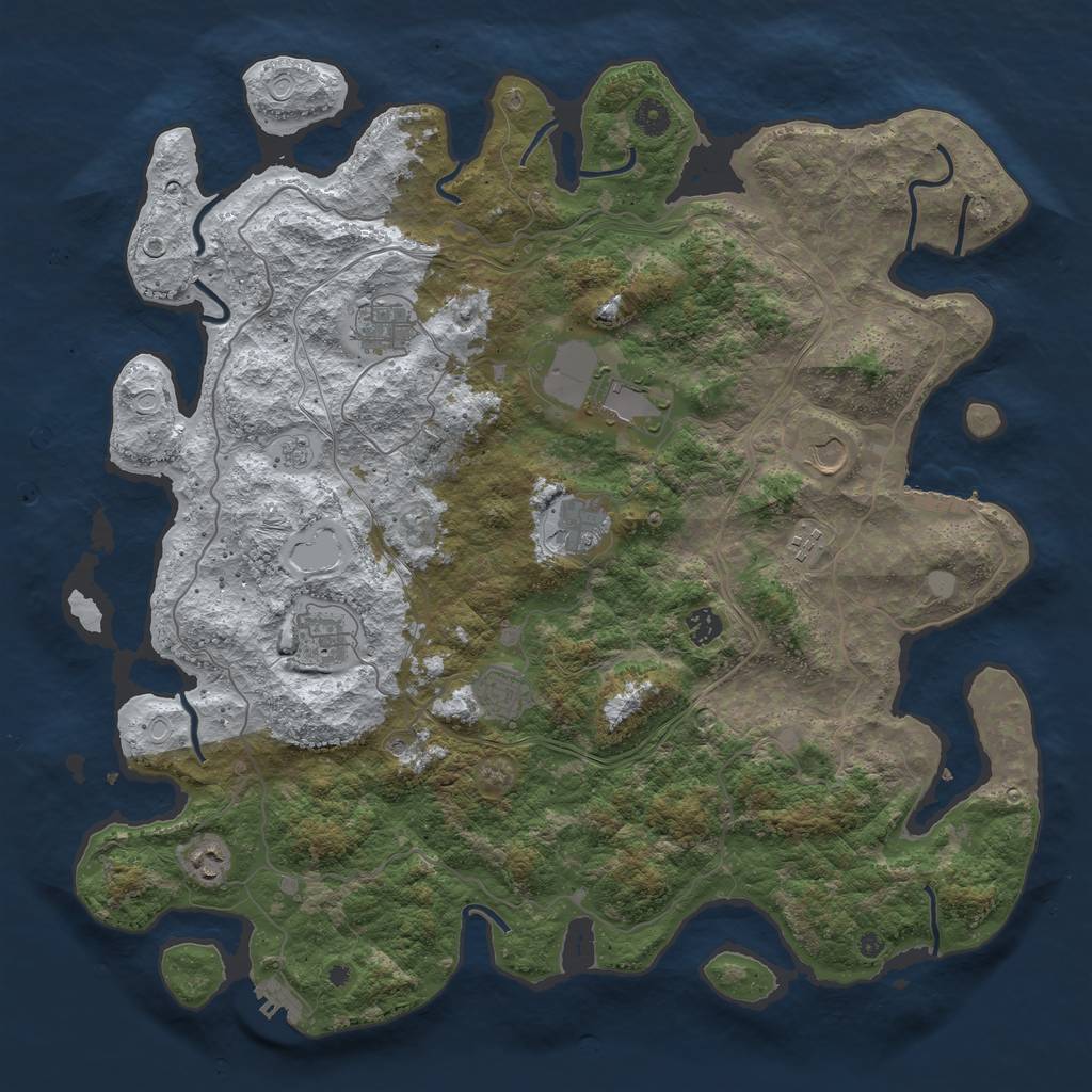Rust Map: Procedural Map, Size: 4500, Seed: 762801291, 18 Monuments