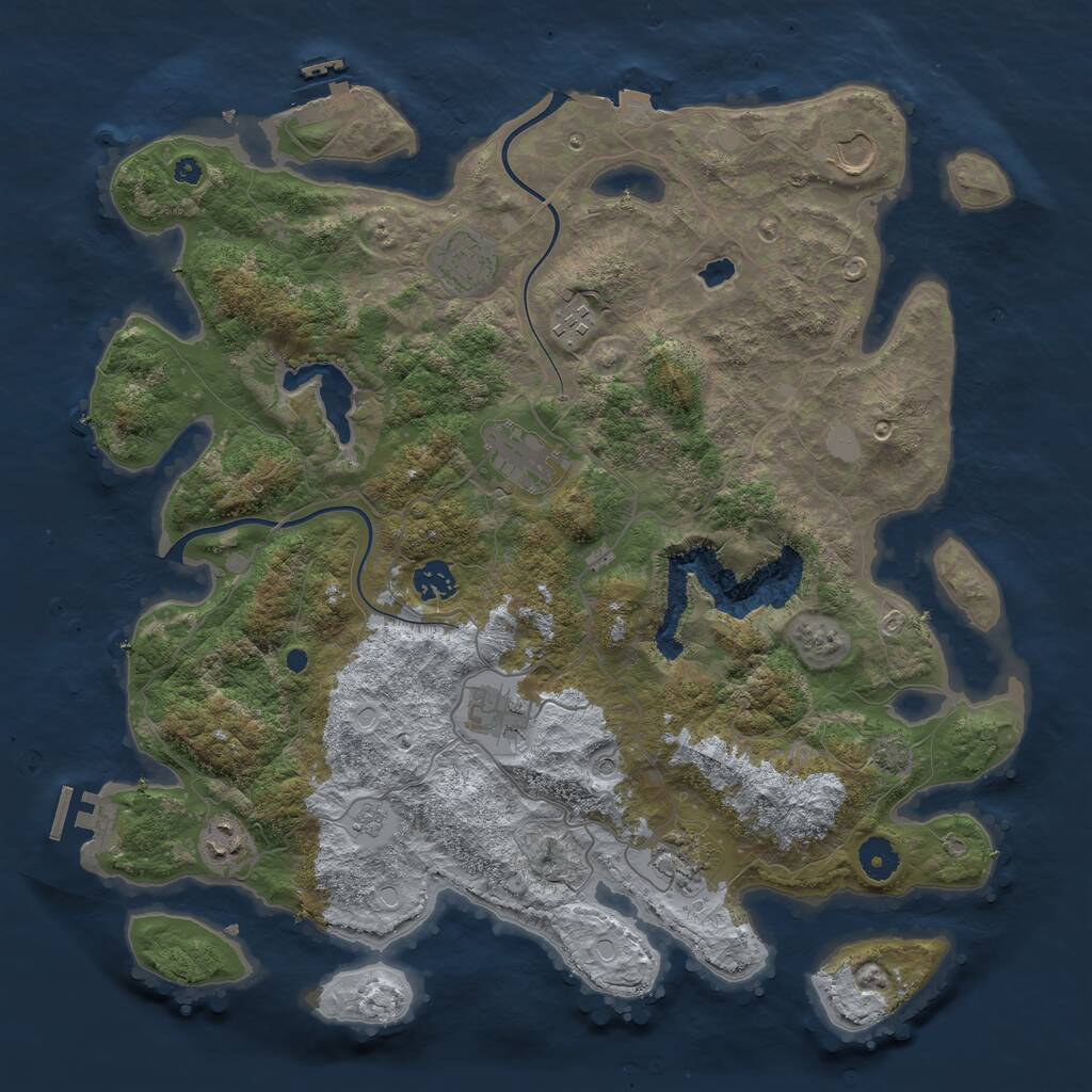 Rust Map: Procedural Map, Size: 4000, Seed: 1686939023, 14 Monuments