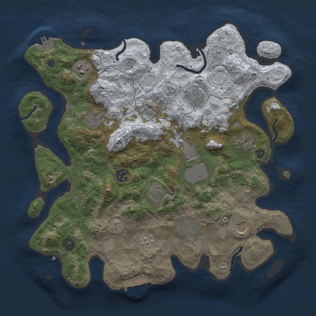 Rust Map: Procedural Map, Size: 3600, Seed: 4739292, 19 Monuments