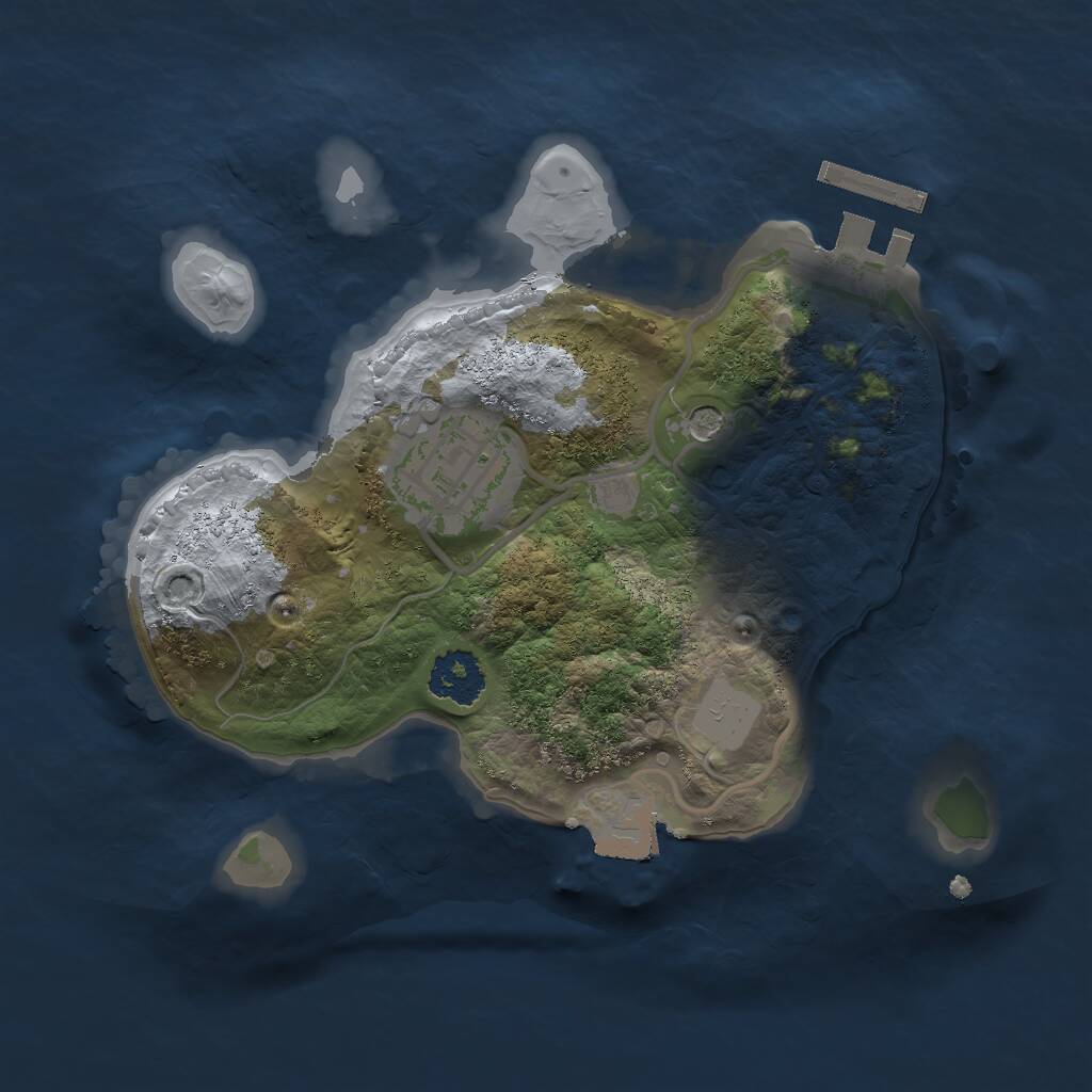 Rust Map: Procedural Map, Size: 2000, Seed: 12310, 4 Monuments