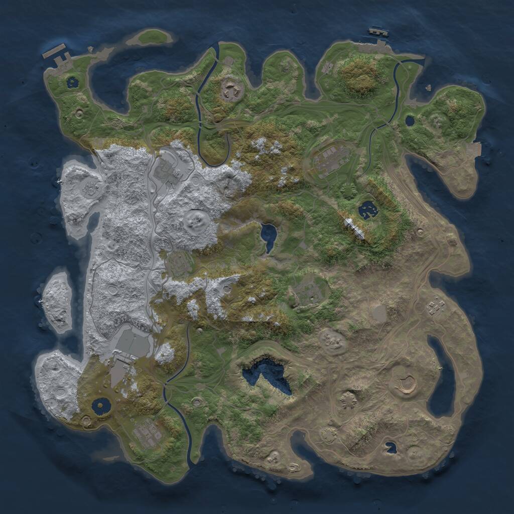 Rust Map: Procedural Map, Size: 4250, Seed: 1024628679, 16 Monuments