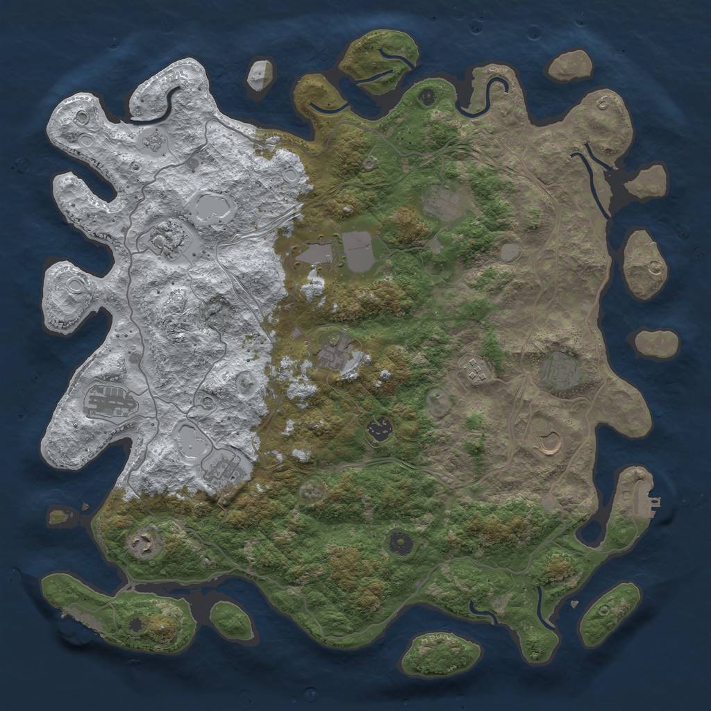 Rust Map: Procedural Map, Size: 4500, Seed: 1783963799, 20 Monuments