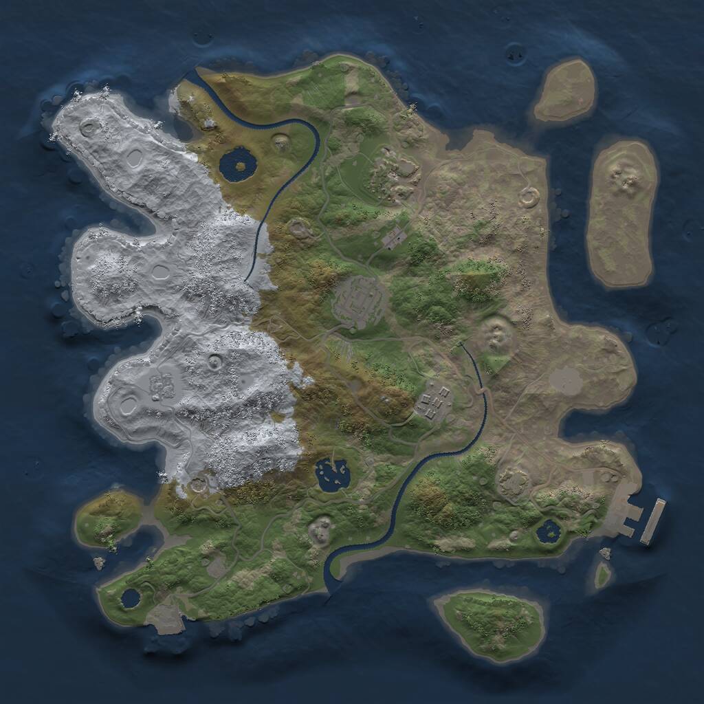 Rust Map: Procedural Map, Size: 3000, Seed: 561742578, 9 Monuments