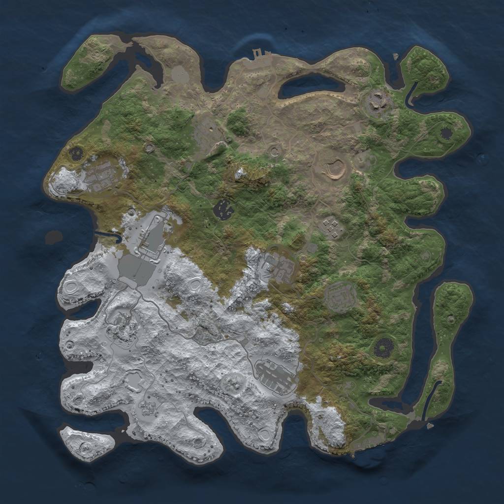Rust Map: Procedural Map, Size: 3750, Seed: 1121027120, 20 Monuments