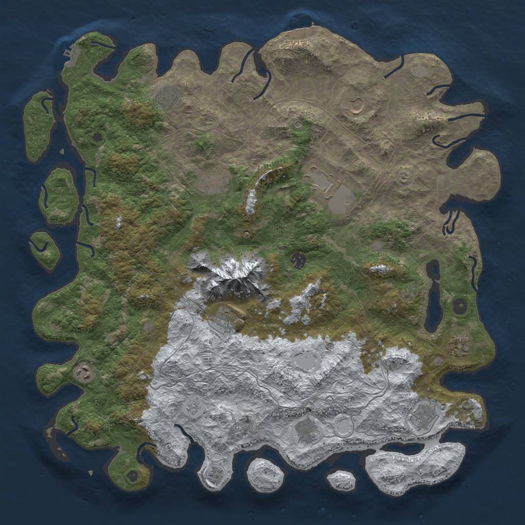 Rust Map: Procedural Map, Size: 5000, Seed: 76557, 20 Monuments
