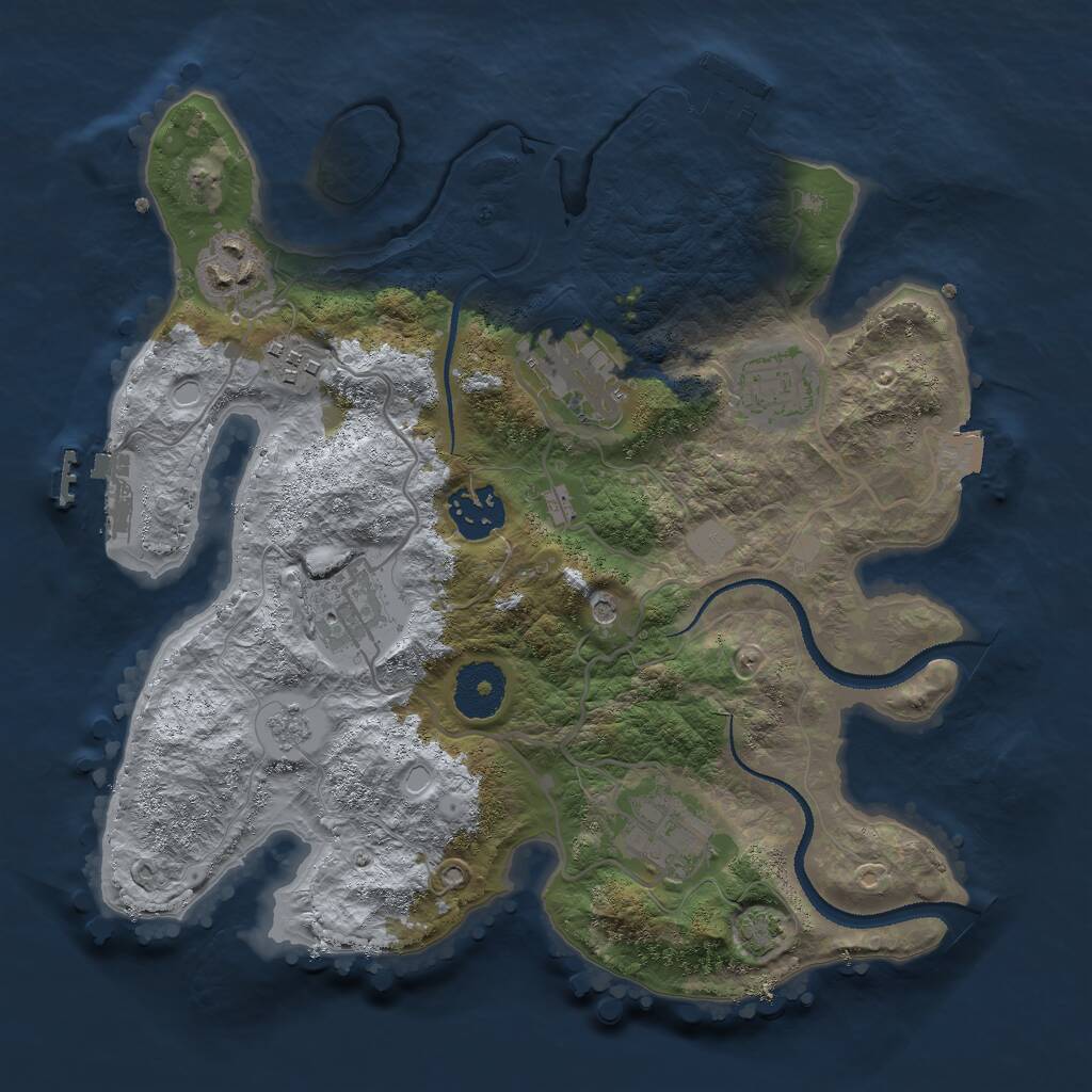 Rust Map: Procedural Map, Size: 3000, Seed: 667, 13 Monuments