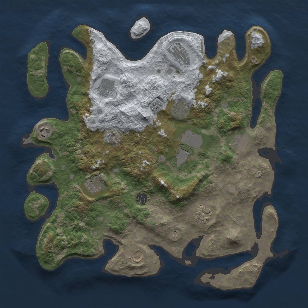 Rust Map: Barren, Size: 4000, Seed: 351281733, 14 Monuments