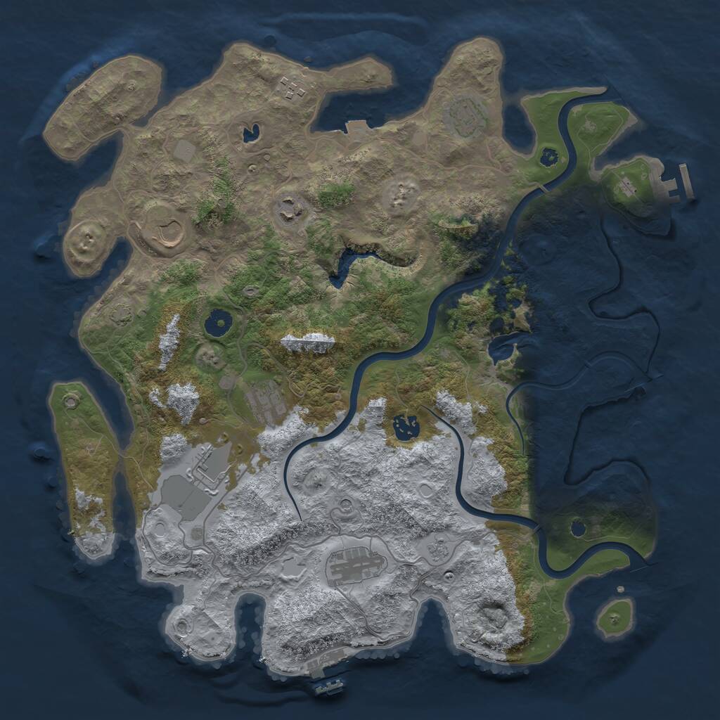 Rust Map: Procedural Map, Size: 4000, Seed: 212145, 14 Monuments