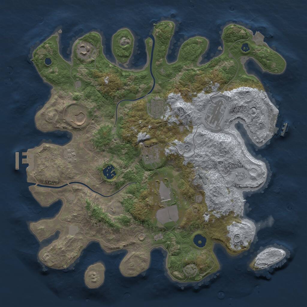 Rust Map: Procedural Map, Size: 3600, Seed: 483929666, 14 Monuments