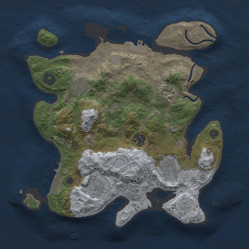 Rust Map: Procedural Map, Size: 3000, Seed: 667733, 14 Monuments