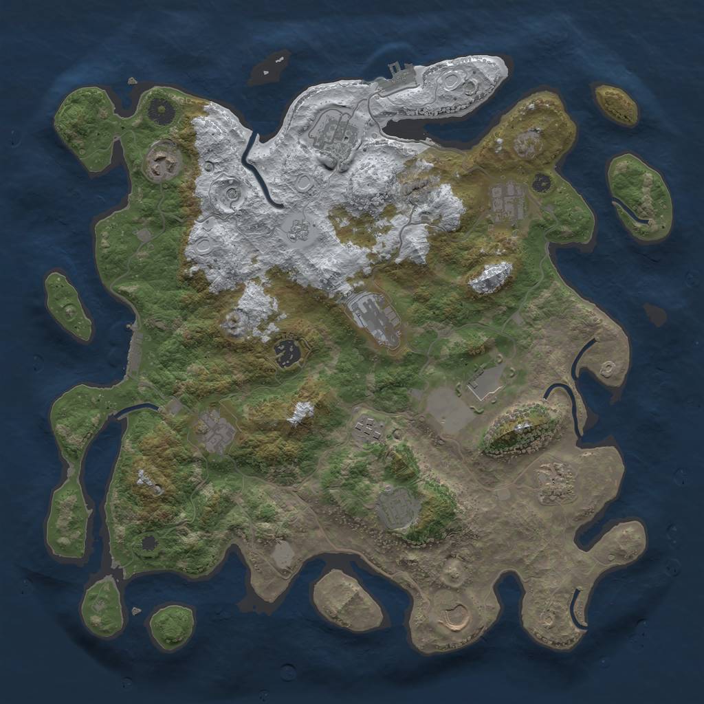 Rust Map: Procedural Map, Size: 3950, Seed: 415387029, 20 Monuments