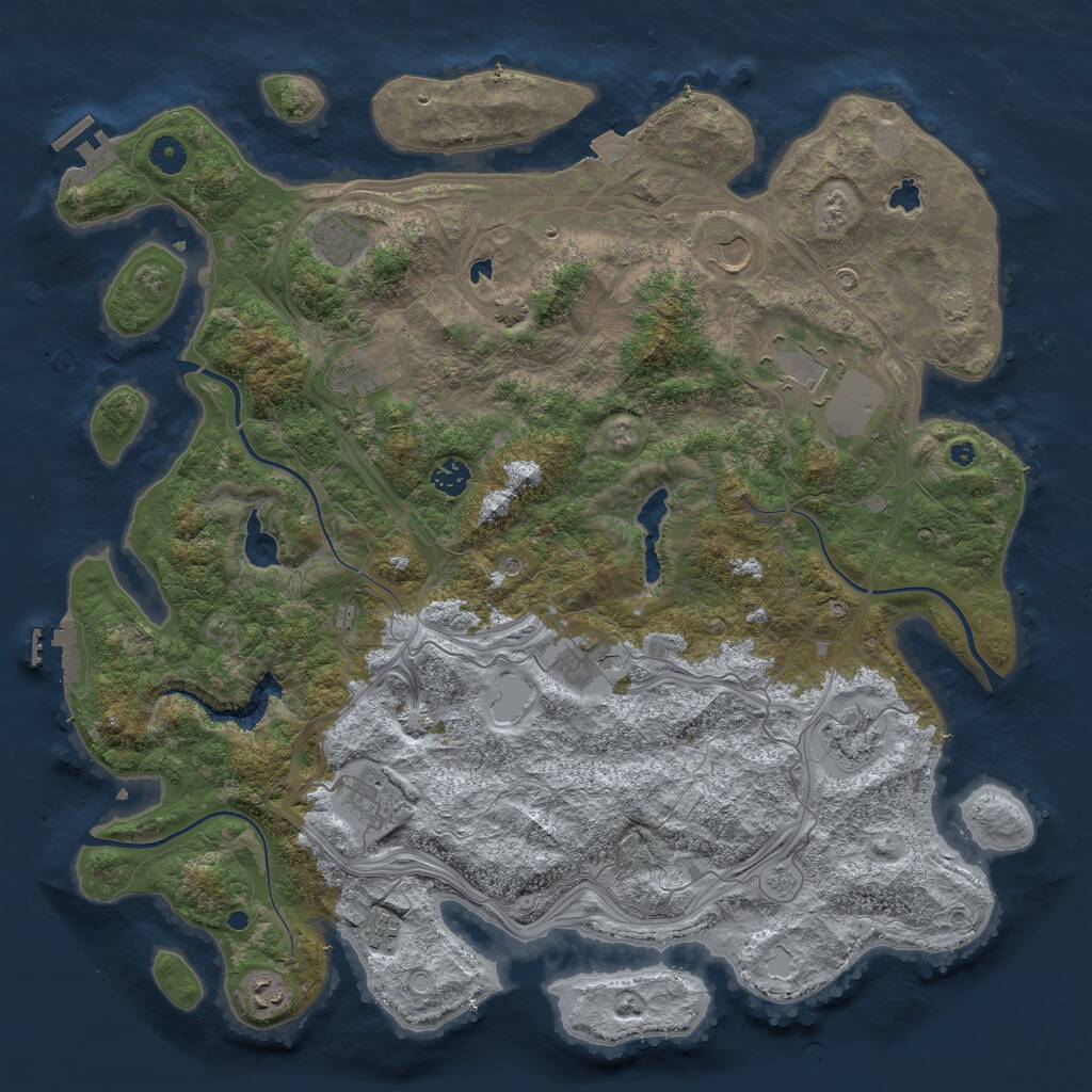 Rust Map: Procedural Map, Size: 4500, Seed: 235767499, 16 Monuments