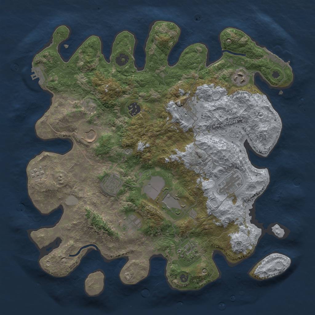 Rust Map: Procedural Map, Size: 3700, Seed: 483929666, 19 Monuments