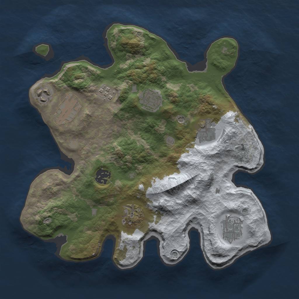 Rust Map: Barren, Size: 3000, Seed: 903729821, 11 Monuments