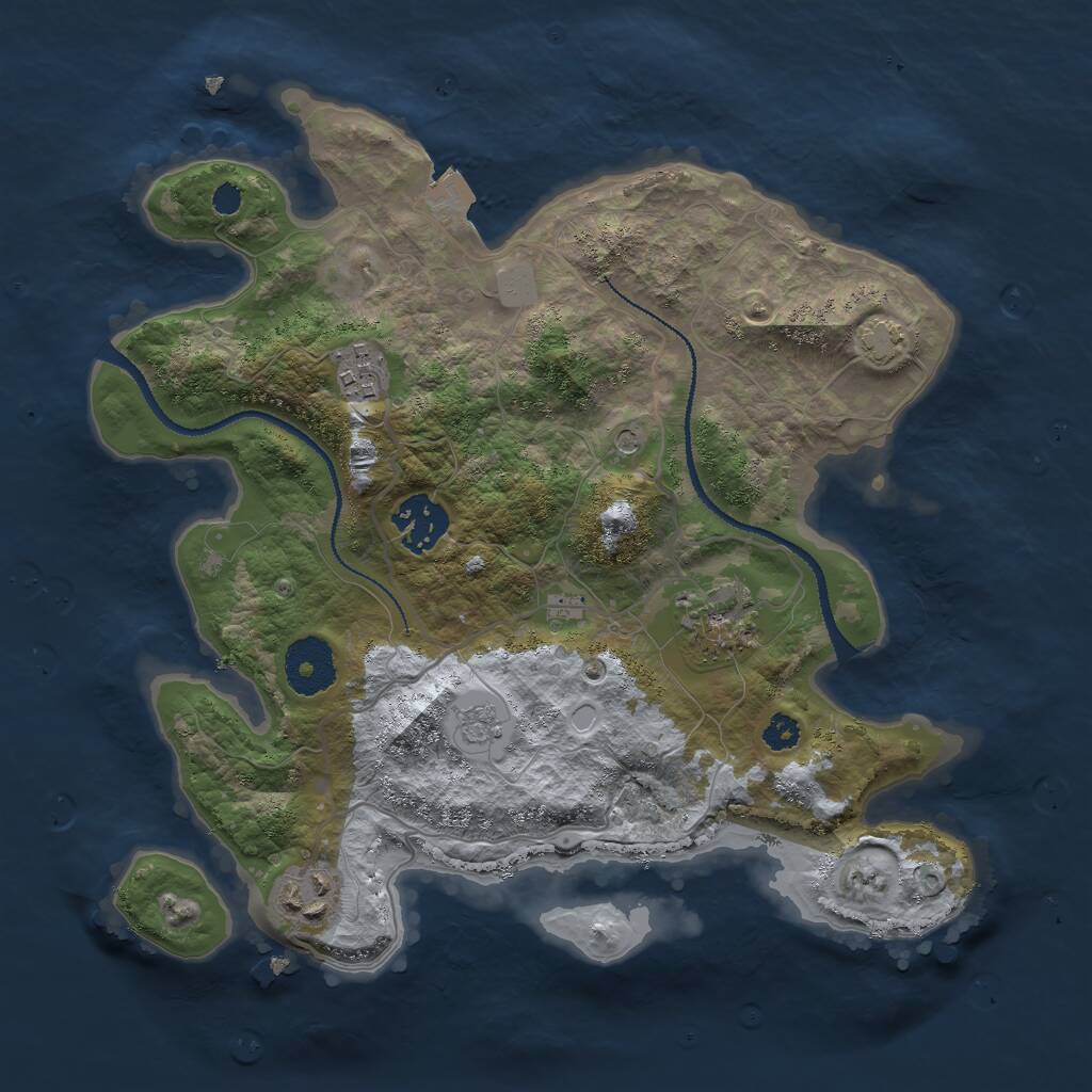Rust Map: Procedural Map, Size: 3000, Seed: 972626174, 8 Monuments