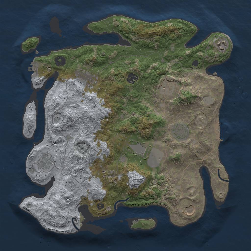 Rust Map: Procedural Map, Size: 3500, Seed: 672086364, 16 Monuments