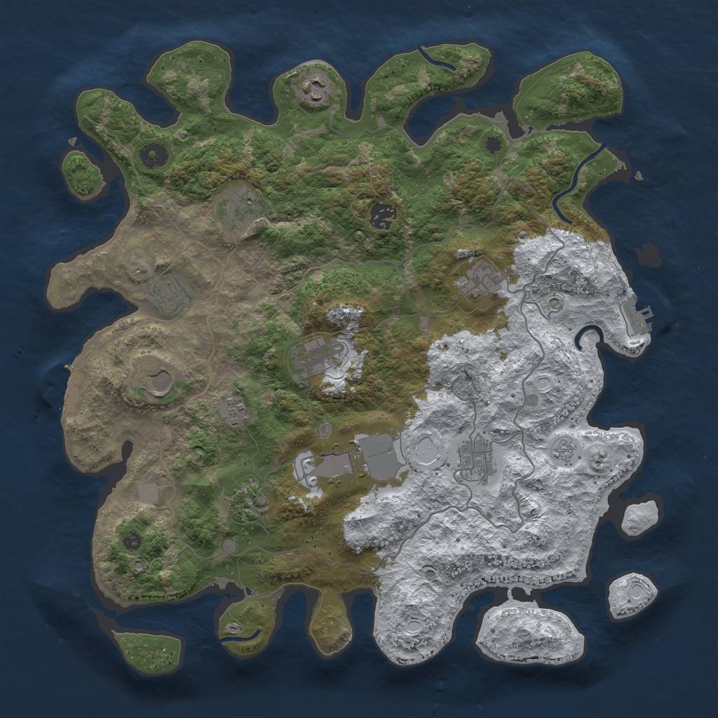 Rust Map: Procedural Map, Size: 4000, Seed: 645702754, 20 Monuments