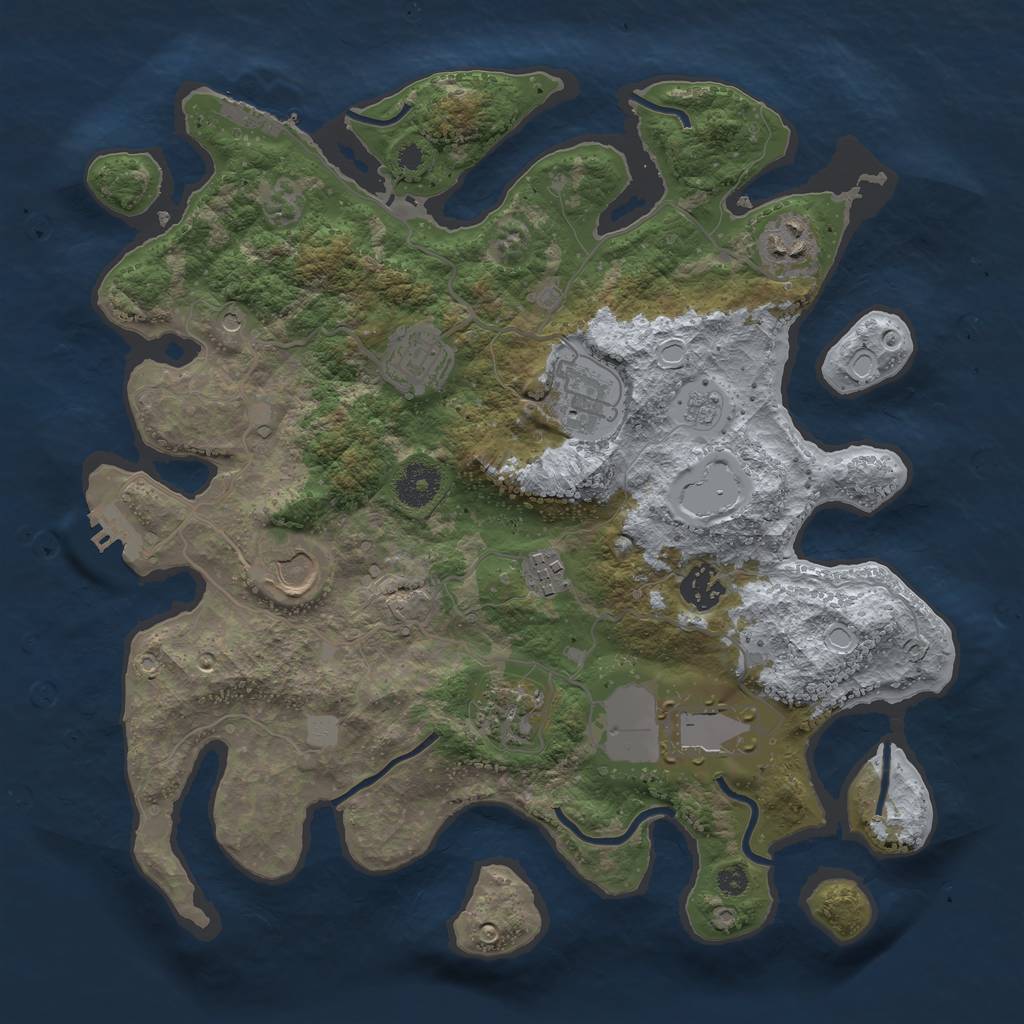 Rust Map: Procedural Map, Size: 3500, Seed: 7575, 17 Monuments