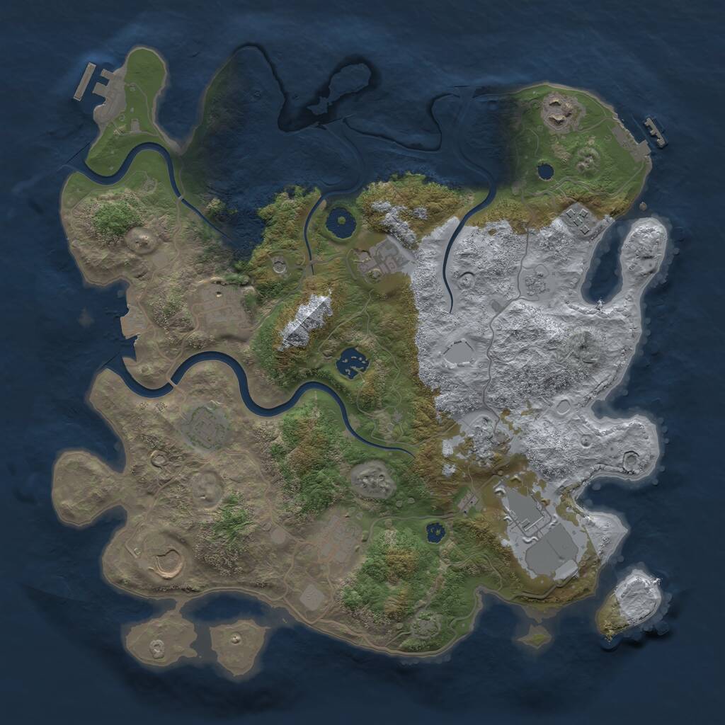 Rust Map: Procedural Map, Size: 3700, Seed: 49808130, 16 Monuments