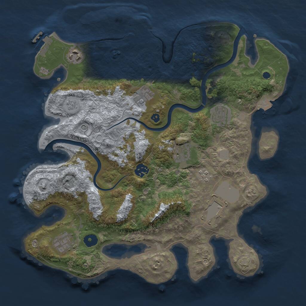 Rust Map: Procedural Map, Size: 3500, Seed: 1271562330, 14 Monuments