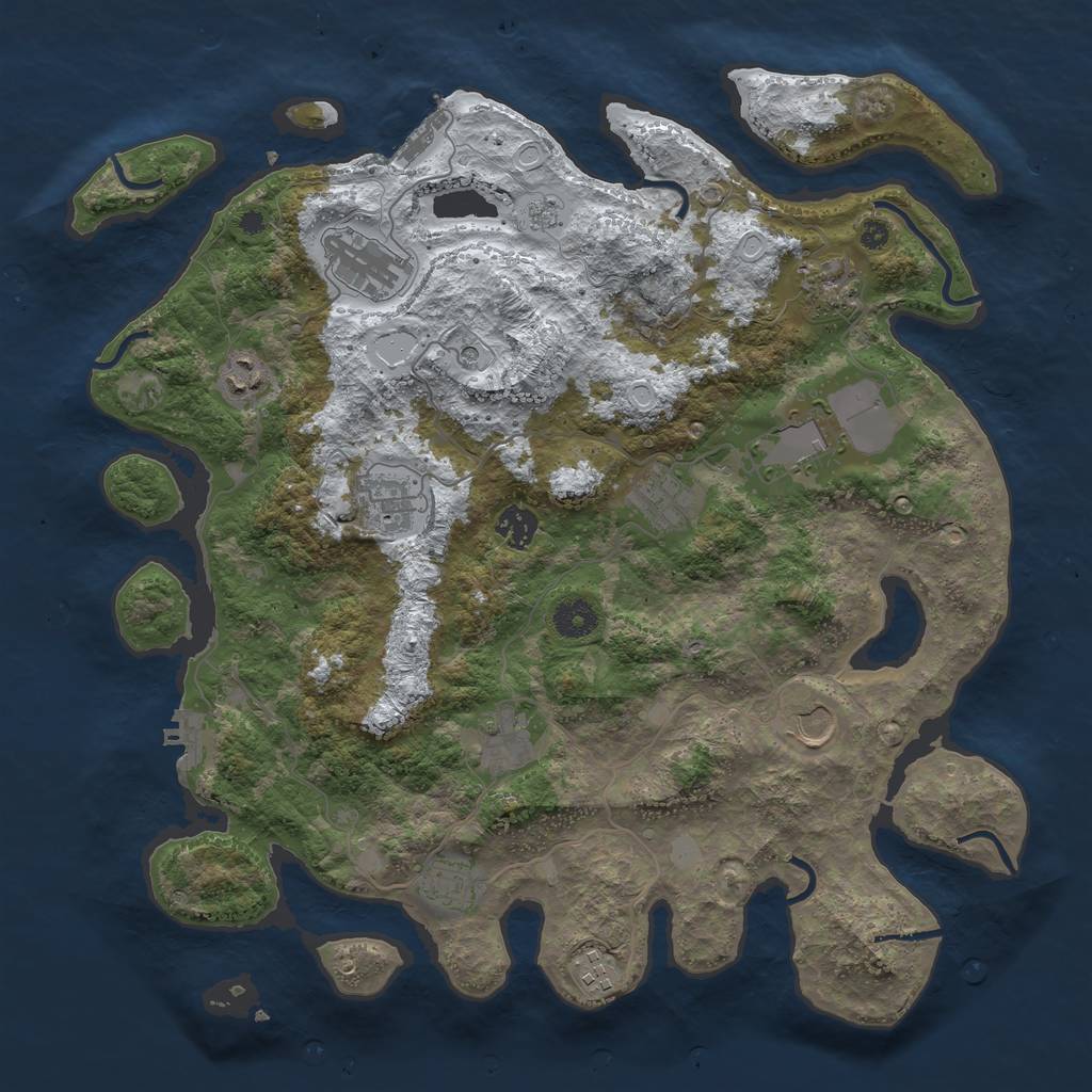 Rust Map: Procedural Map, Size: 3950, Seed: 891599288, 20 Monuments
