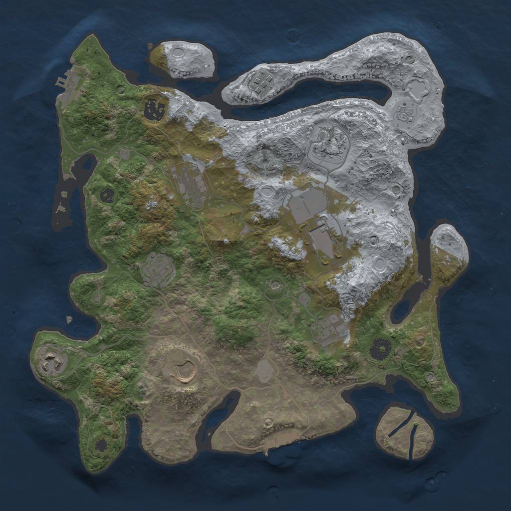 Rust Map: Procedural Map, Size: 3500, Seed: 108934244, 18 Monuments