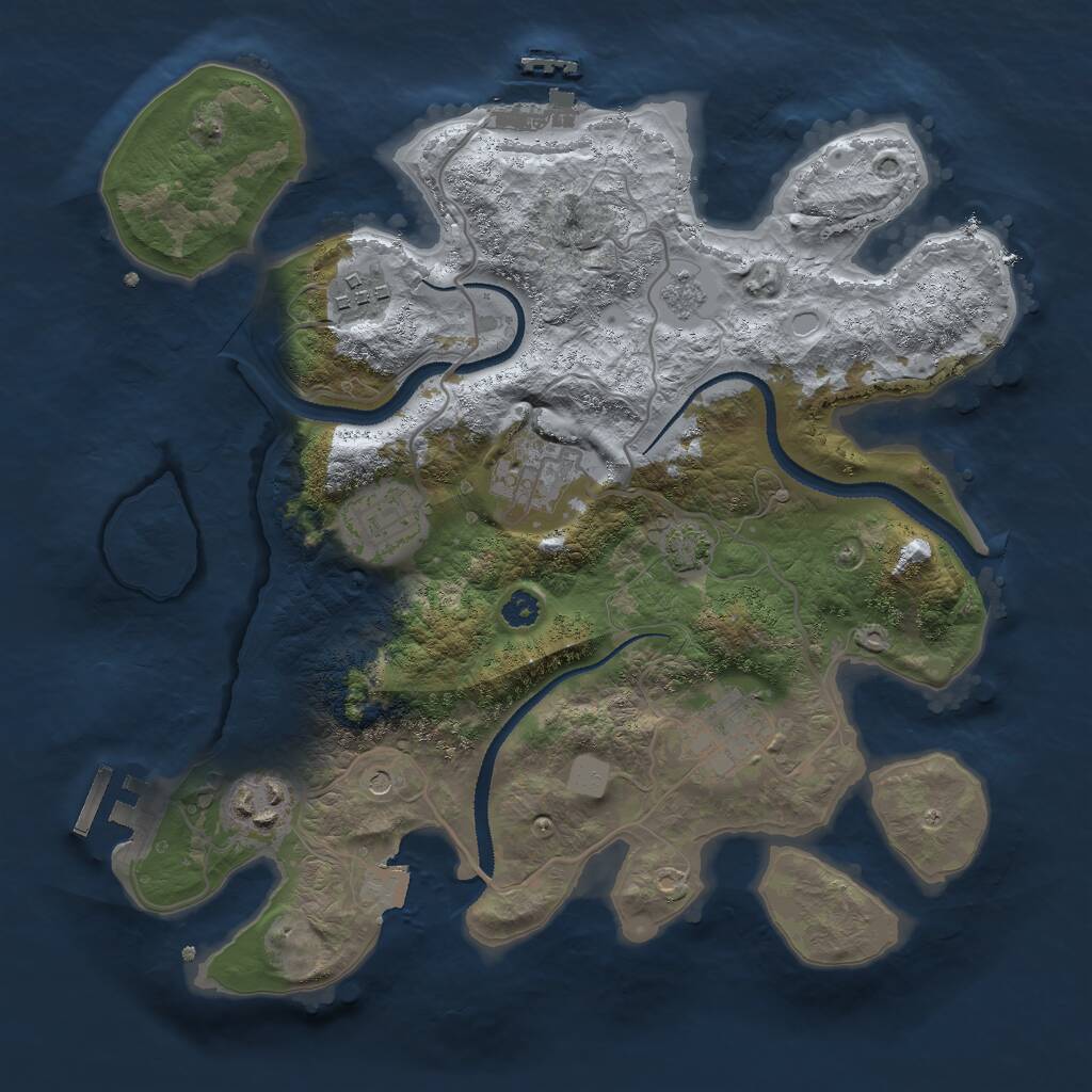 Rust Map: Procedural Map, Size: 3000, Seed: 1066732916, 11 Monuments