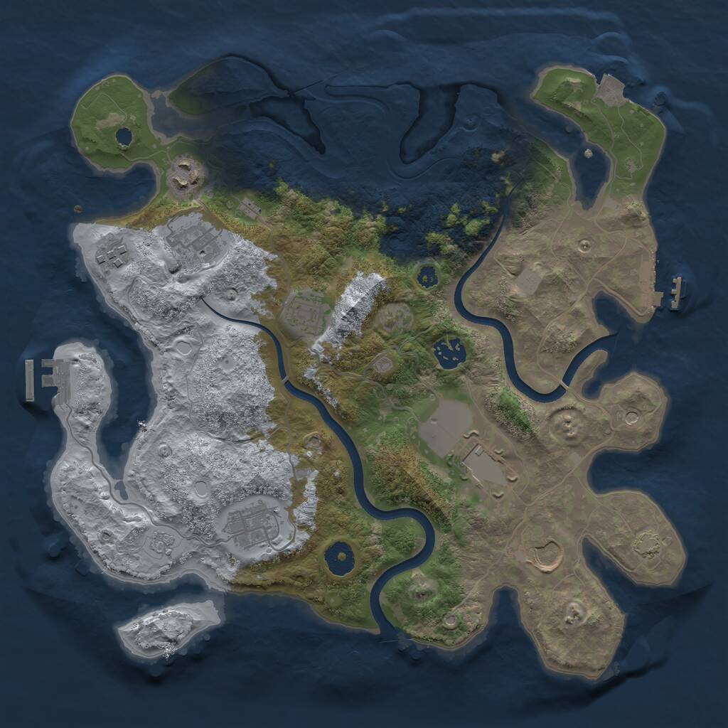 Rust Map: Procedural Map, Size: 3500, Seed: 489159376, 14 Monuments