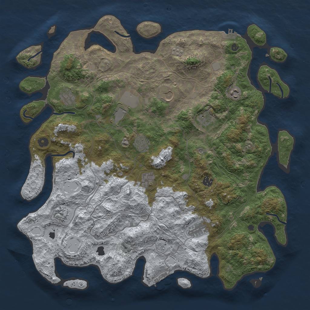 Rust Map: Procedural Map, Size: 4500, Seed: 317564391, 20 Monuments