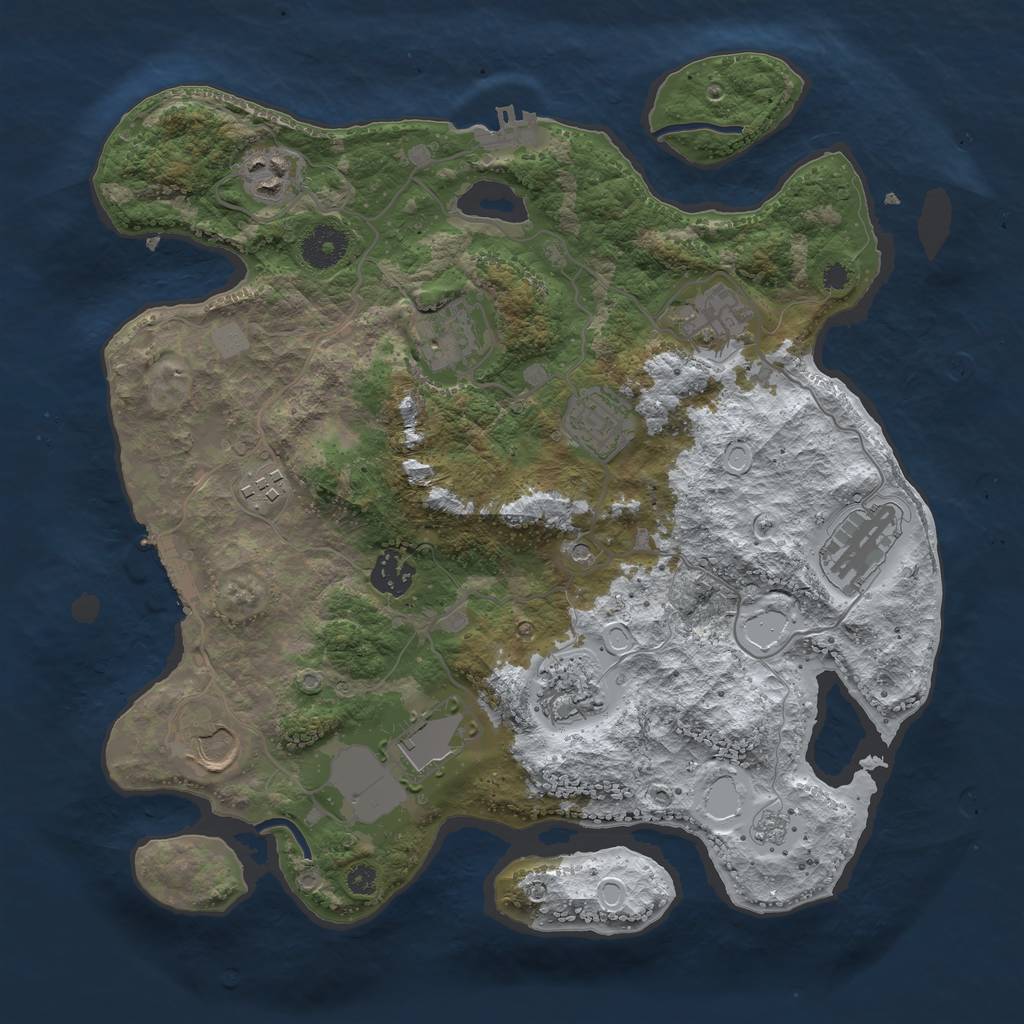Rust Map: Procedural Map, Size: 3500, Seed: 779600005, 19 Monuments
