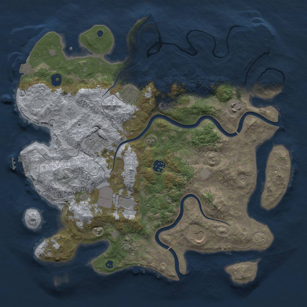Rust Map: Procedural Map, Size: 3850, Seed: 1990171461, 14 Monuments