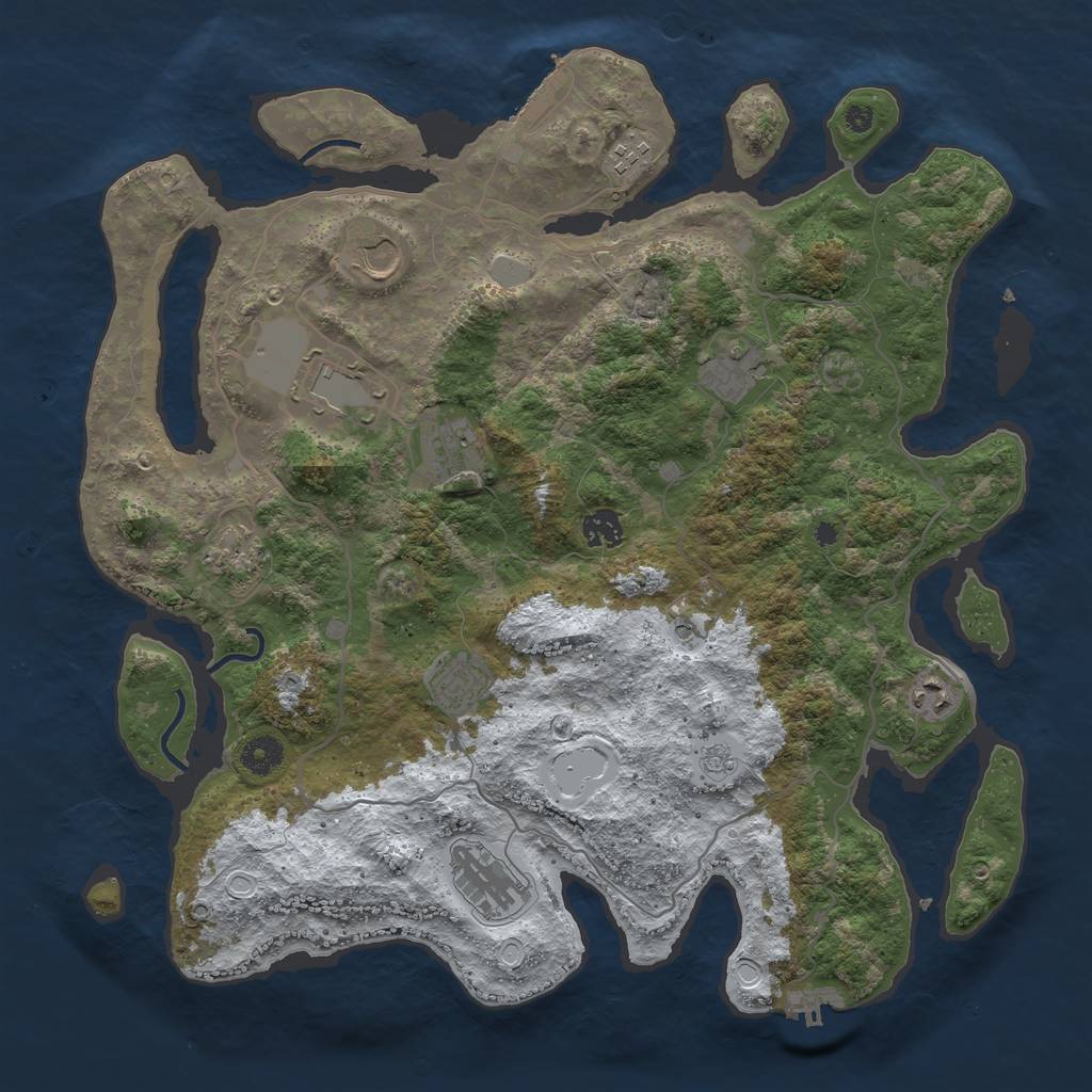 Rust Map: Procedural Map, Size: 4050, Seed: 825206067, 19 Monuments