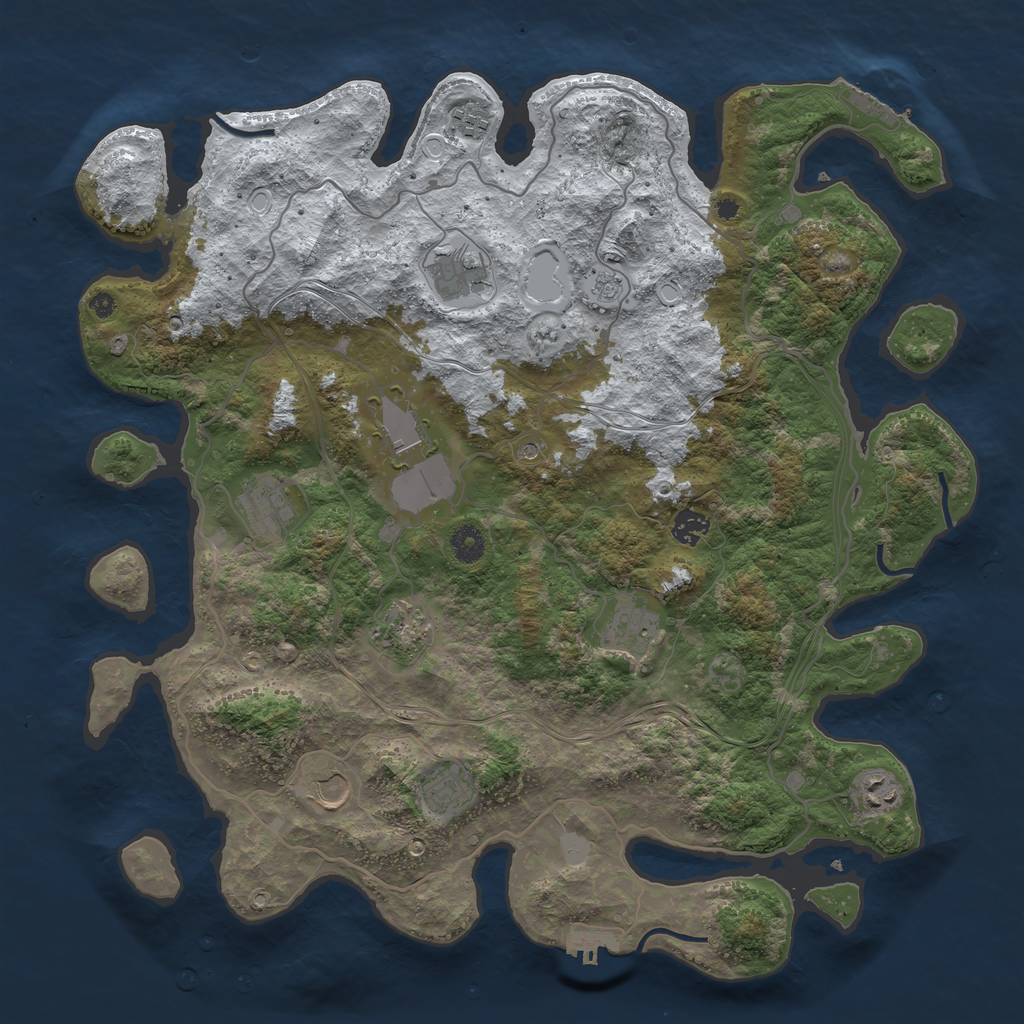 Rust Map: Procedural Map, Size: 4250, Seed: 100118041, 19 Monuments