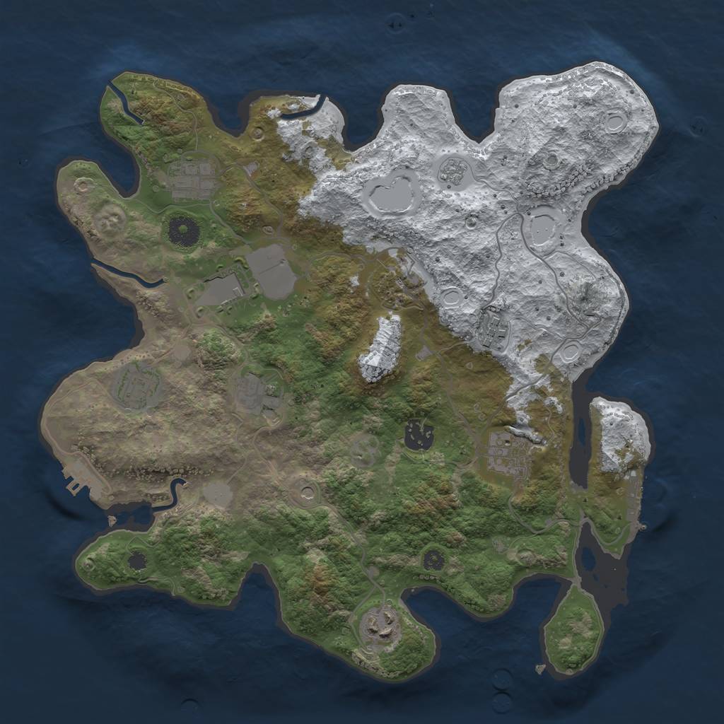 Rust Map: Procedural Map, Size: 3500, Seed: 731445154, 18 Monuments