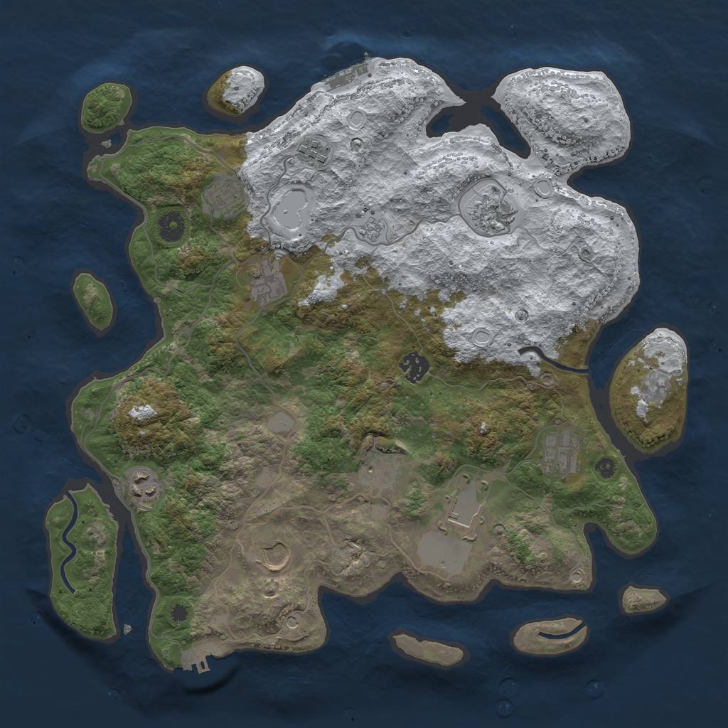 Rust Map: Procedural Map, Size: 3800, Seed: 1367437765, 19 Monuments