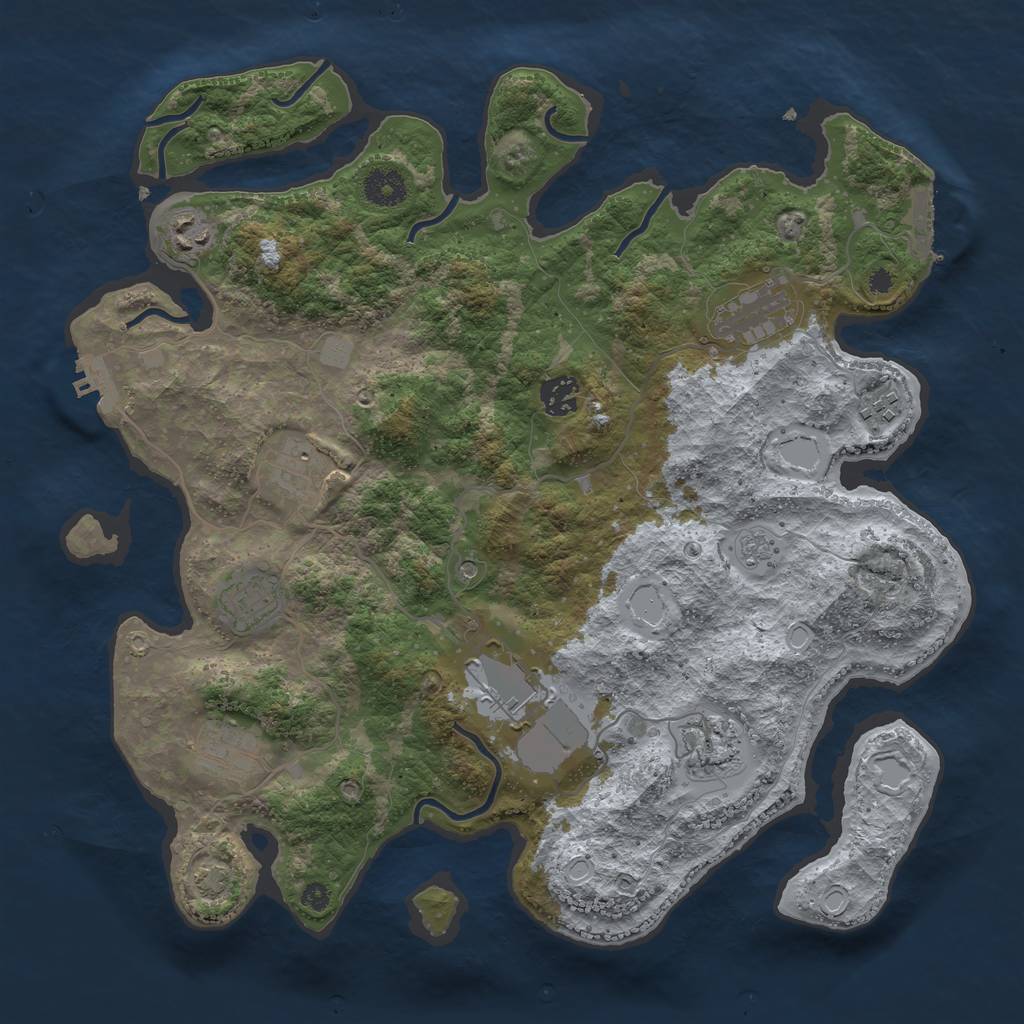 Rust Map: Procedural Map, Size: 3750, Seed: 542559486, 17 Monuments