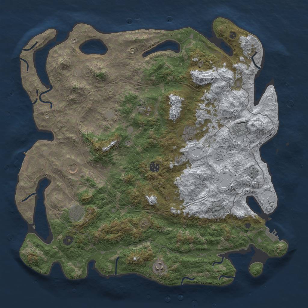 Rust Map: Procedural Map, Size: 4500, Seed: 322966719, 17 Monuments