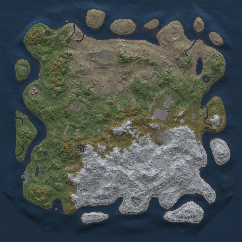 Rust Map: Procedural Map, Size: 4500, Seed: 2065955950, 19 Monuments