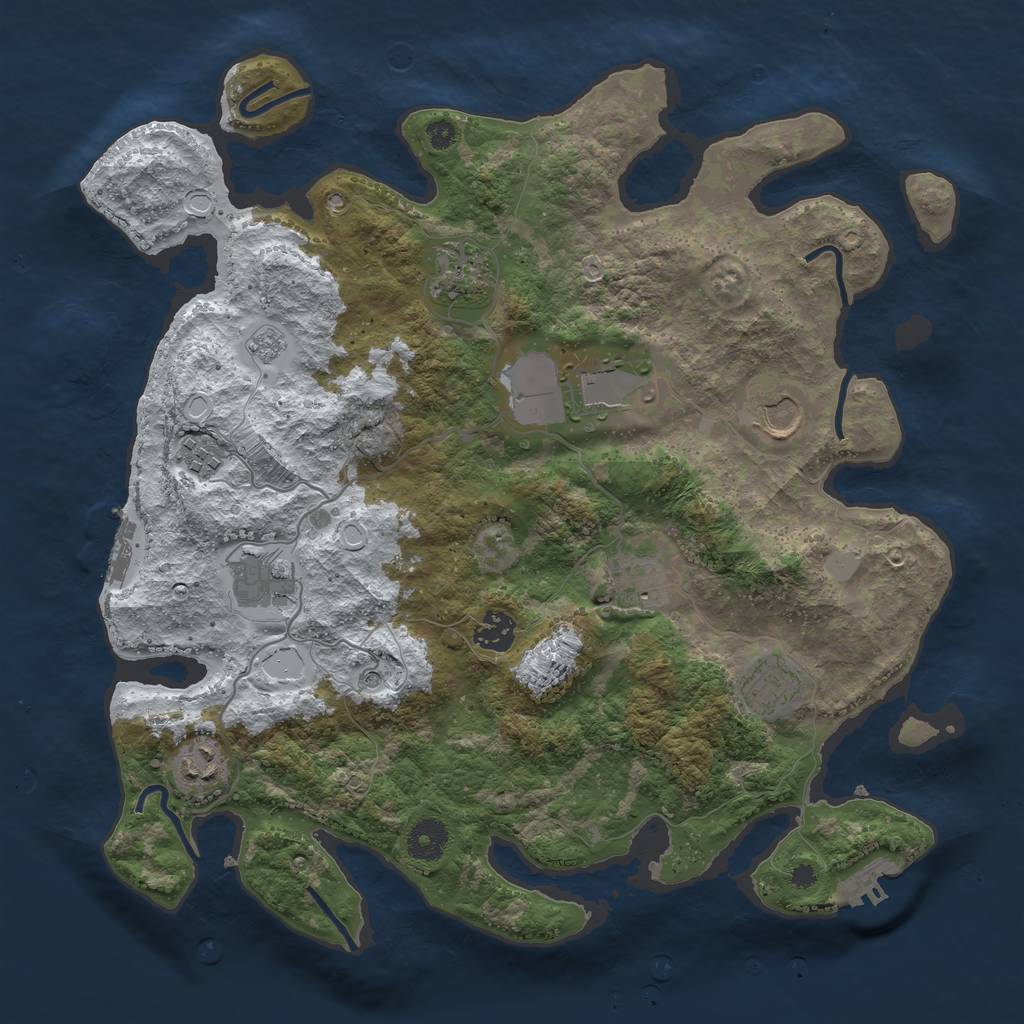 Rust Map: Procedural Map, Size: 3700, Seed: 2118622008, 18 Monuments