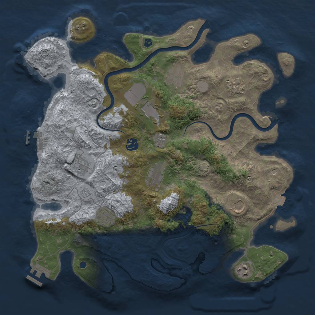 Rust Map: Procedural Map, Size: 3700, Seed: 2118622008, 16 Monuments