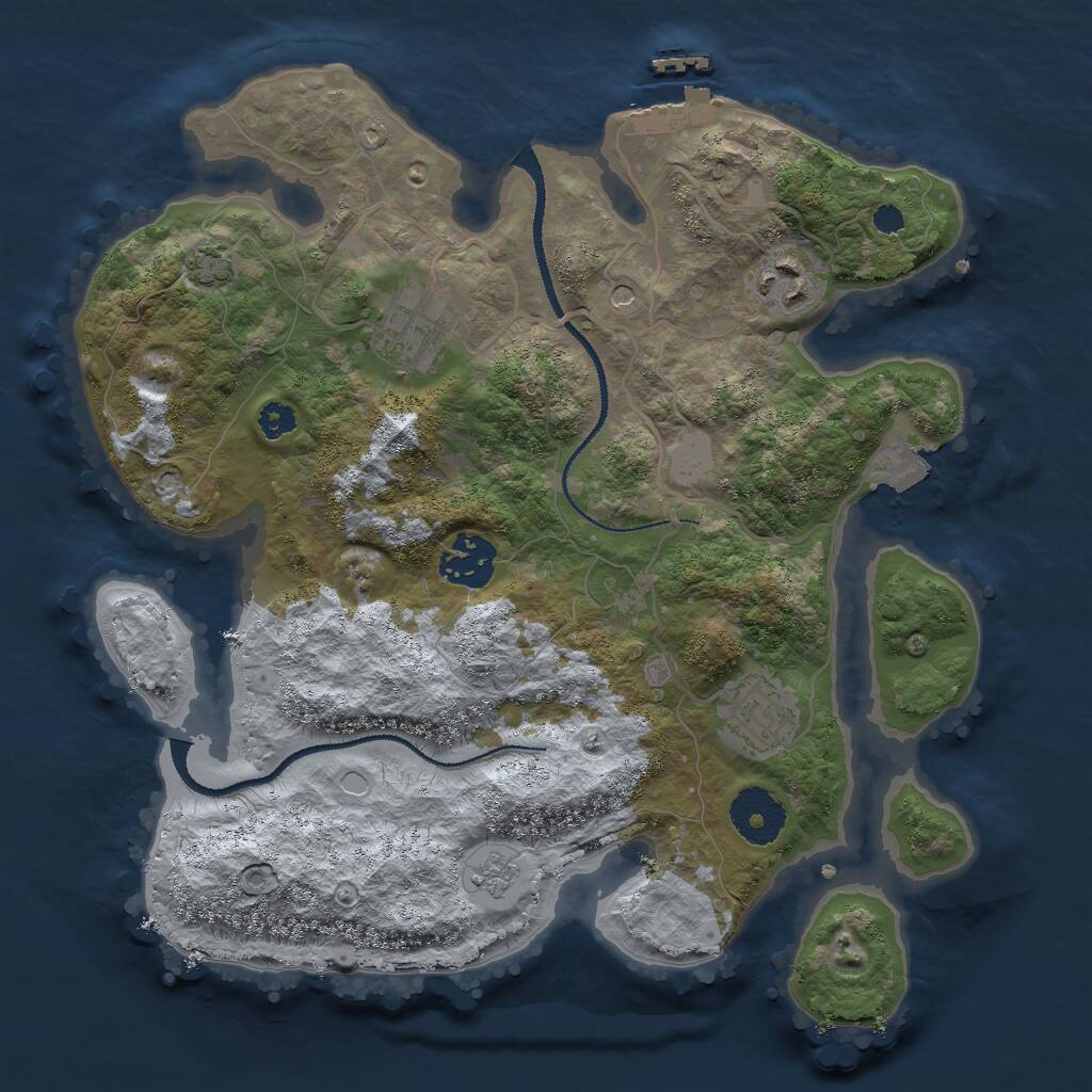 Rust Map: Procedural Map, Size: 3000, Seed: 1135201897, 9 Monuments
