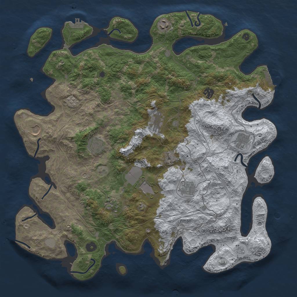 Rust Map: Procedural Map, Size: 4300, Seed: 860996273, 19 Monuments