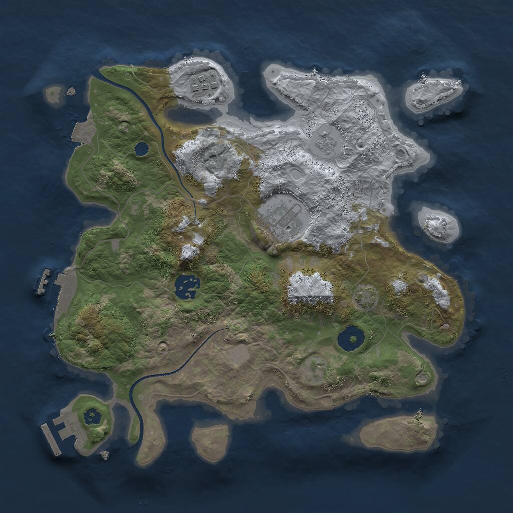 Rust Map: Procedural Map, Size: 3000, Seed: 3213445, 8 Monuments